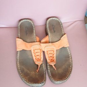clarks flip flops orange